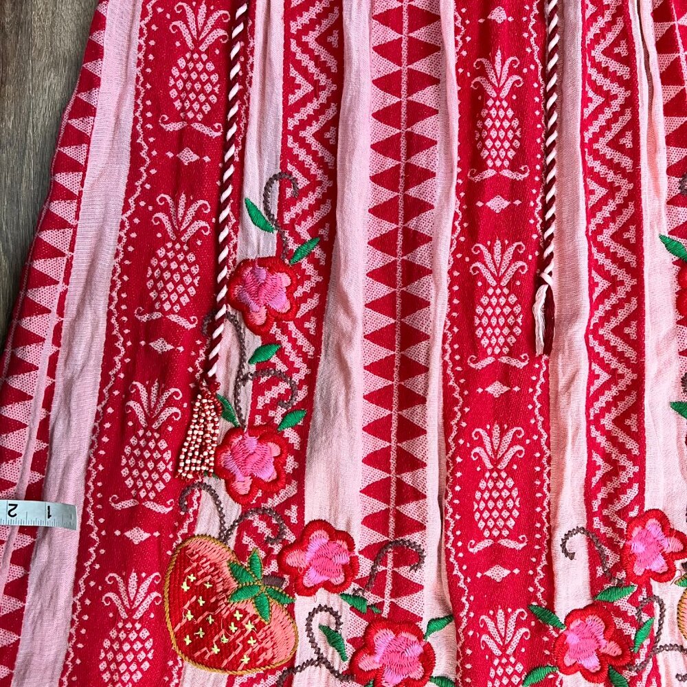 Farm Rio Strawberry Jacquard Cotton Maxi Dress Sz S - Picture 6 of 16
